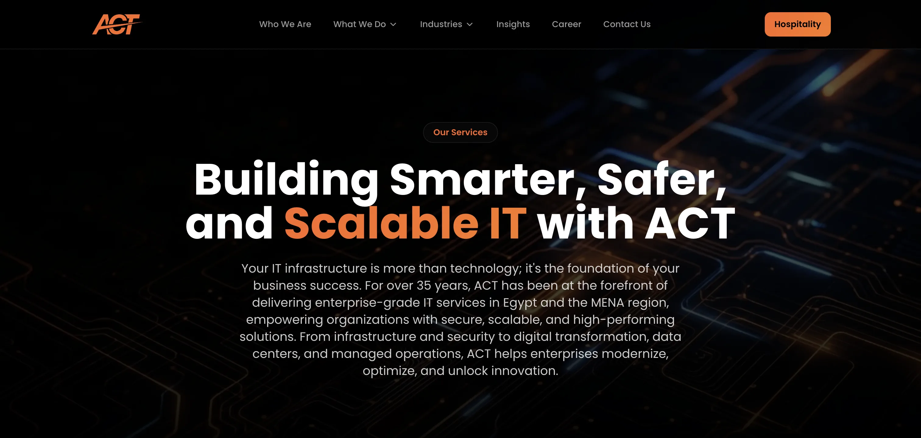 ACT services hero, Building Smarter, Safer, and Scalable IT with ACT