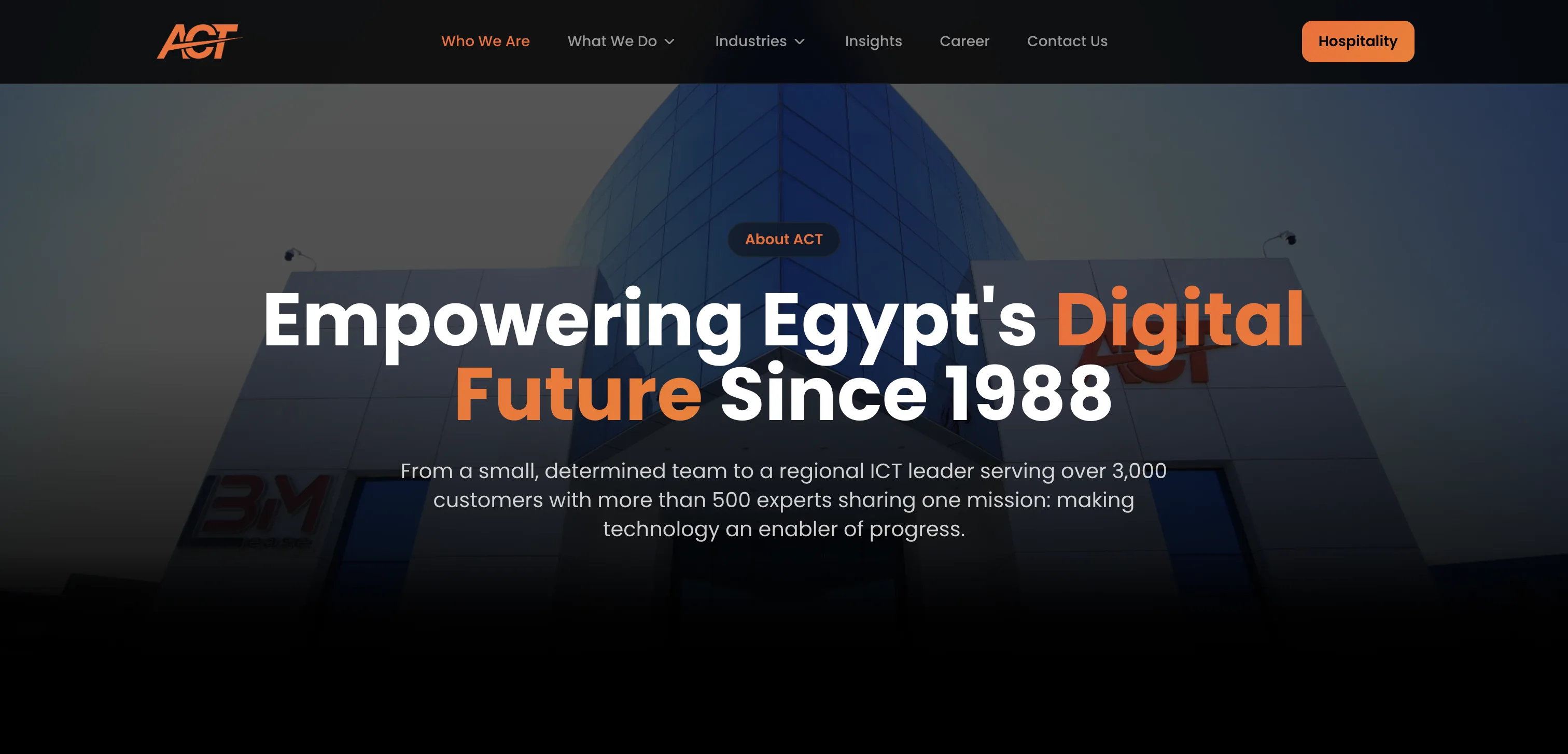 ACT about page hero, Empowering Egypt's Digital Future Since 1988