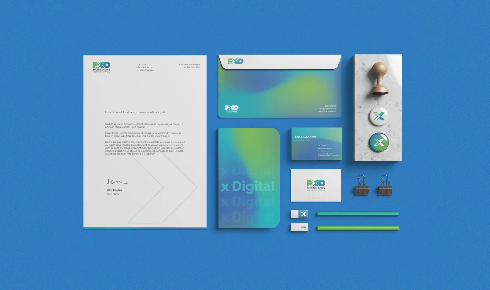 FXD logo construction and grid study