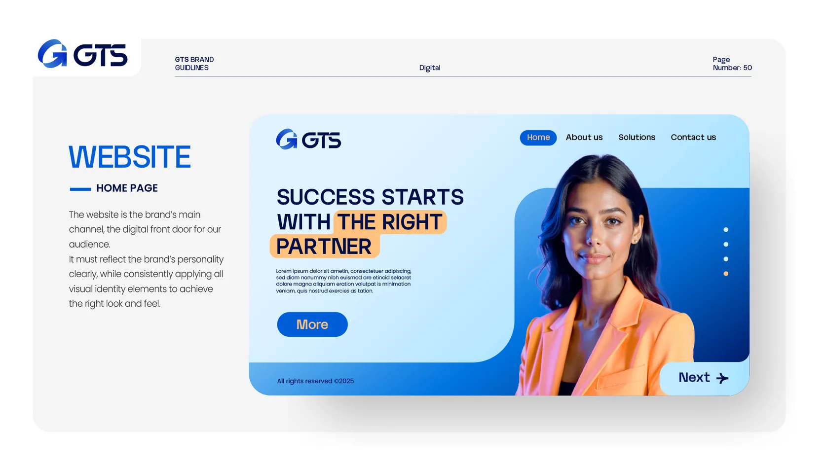 GTS Holding website homepage design, Success Starts With The Right Partner