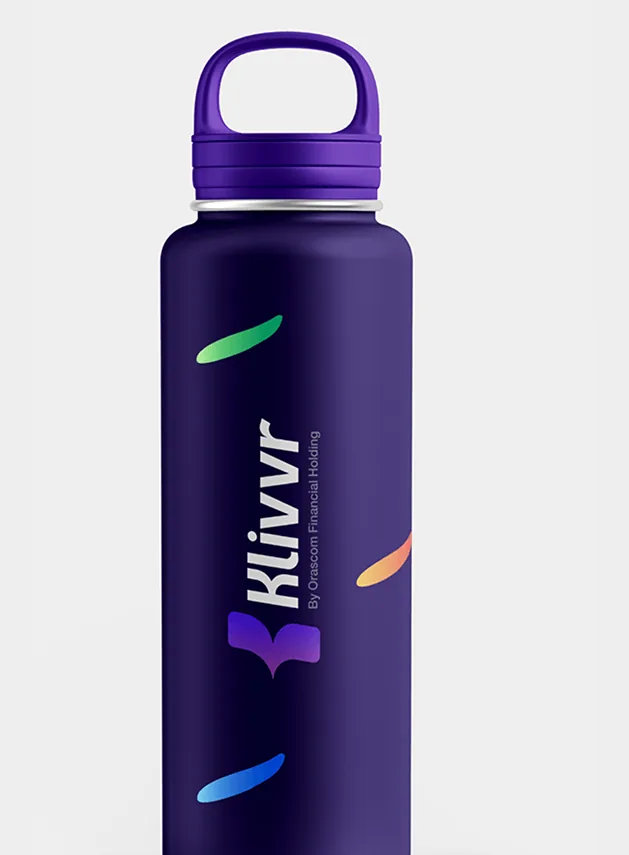 Klivvr branded water bottle with gradient logo