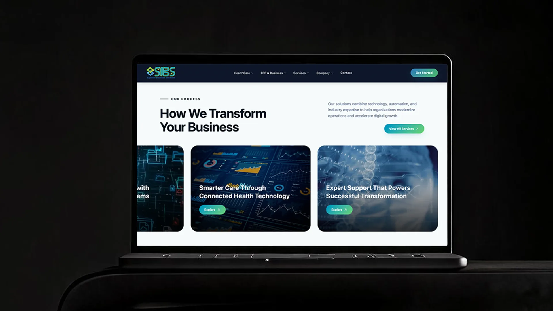 SBS homepage hero, Transforming Complexity Into Digital Clarity